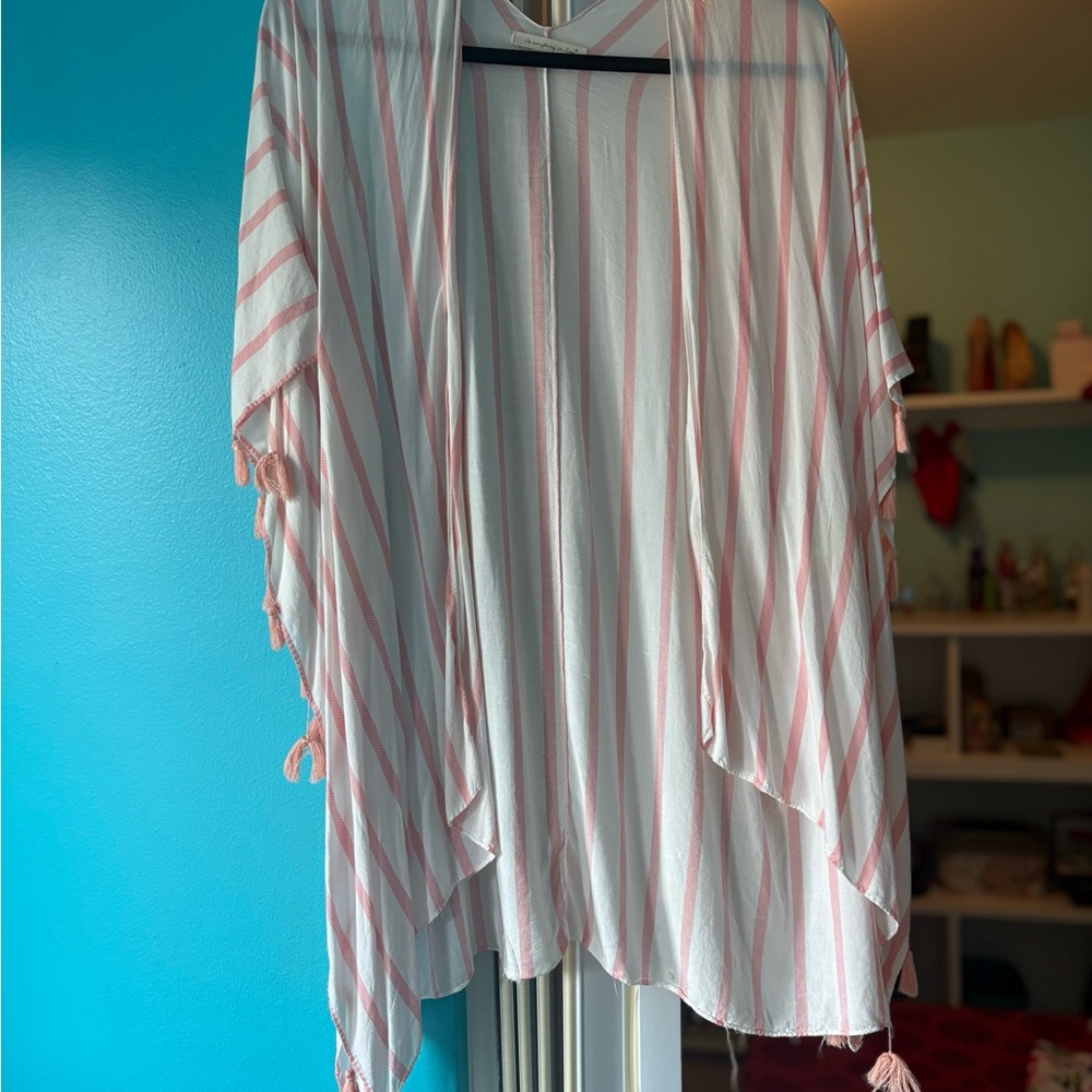 Lightweight Pink & White Striped Cover-Up